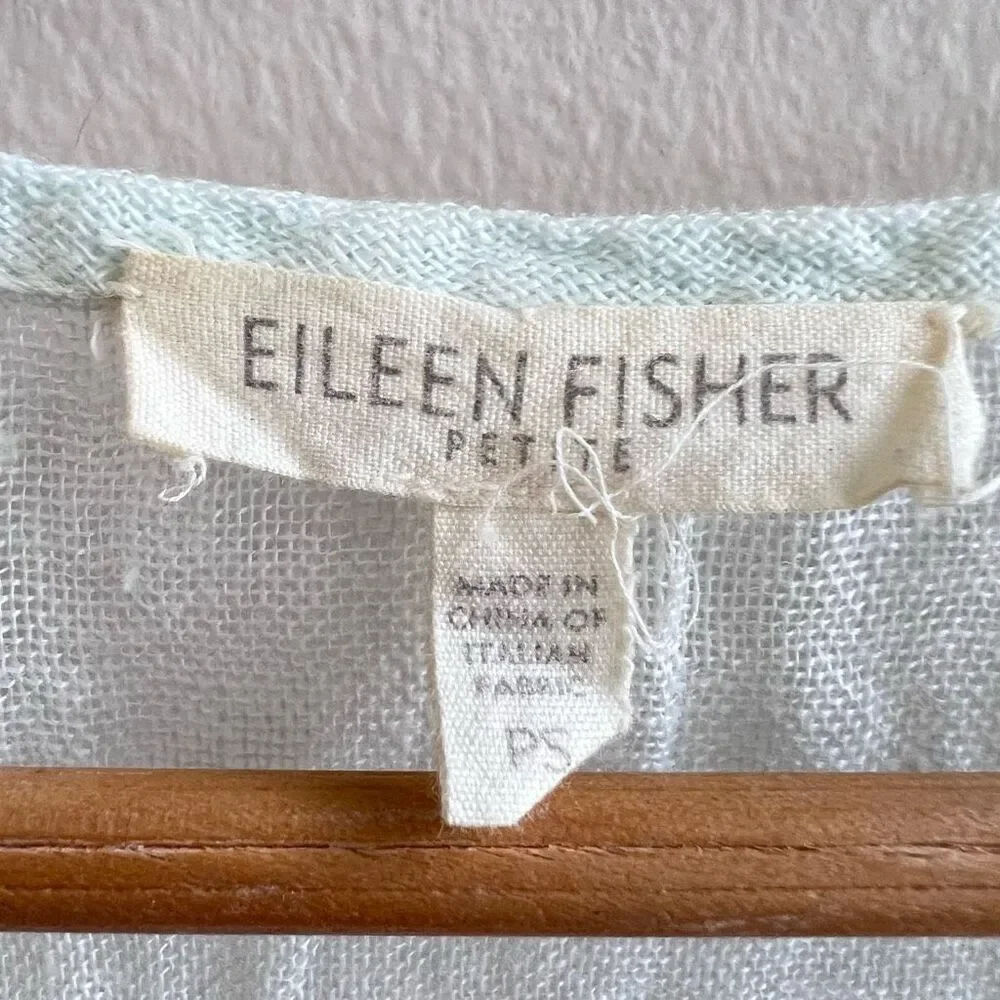 Eileen Fisher Woman Petite Small PS Mini Tank Dress 100% Linen Blue Ombre Sheer - Picture 8 of 11